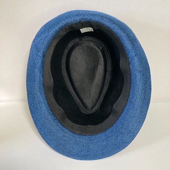 Fedora Trilby Hat, Blue, Textured Cotton Polyester Size 58 cm, 7 1/4, 22.83 in - Picture 5 of 7